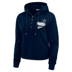 Dallas Cowboys WEAR by Erin Andrews Women's Waffle-Knit Pullover Hoodie Navy