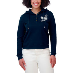 Dallas Cowboys WEAR by Erin Andrews Women's Waffle-Knit Pullover Hoodie Navy