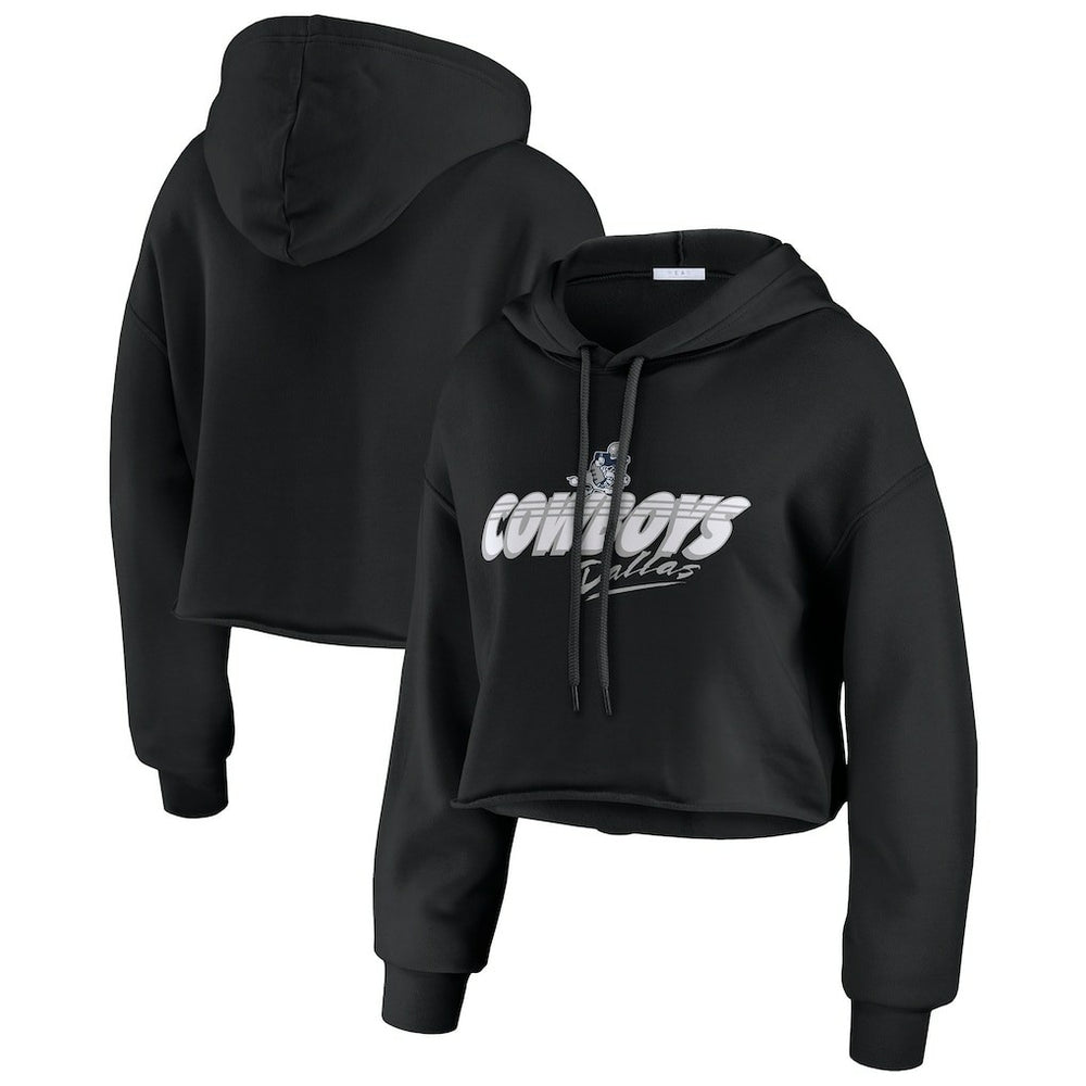 Dallas Cowboys WEAR by Erin Andrews Women's Prime Cropped Pullover Hoodie Black