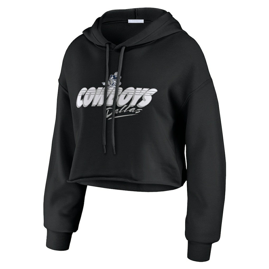Dallas Cowboys WEAR by Erin Andrews Women's Prime Cropped Pullover Hoodie Black