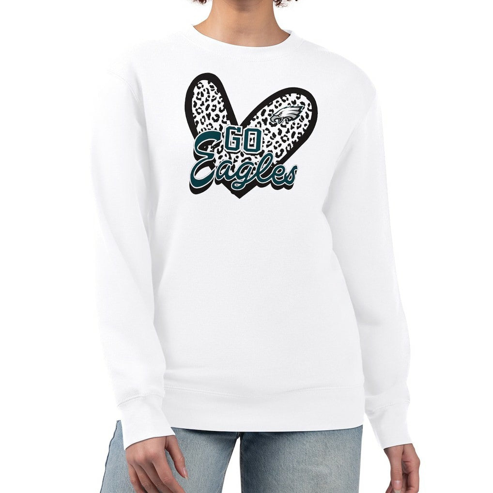 Philadelphia Eagles G-III 4Her by Carl Banks Women's Leopard Heart Pullover Sweatshirt White