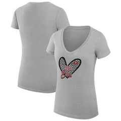 Tampa Bay Buccaneers G-III 4Her by Carl Banks Women's Super-Slim Fit Lightweight Leopard Heart V-Neck T-Shirt Heather Gray