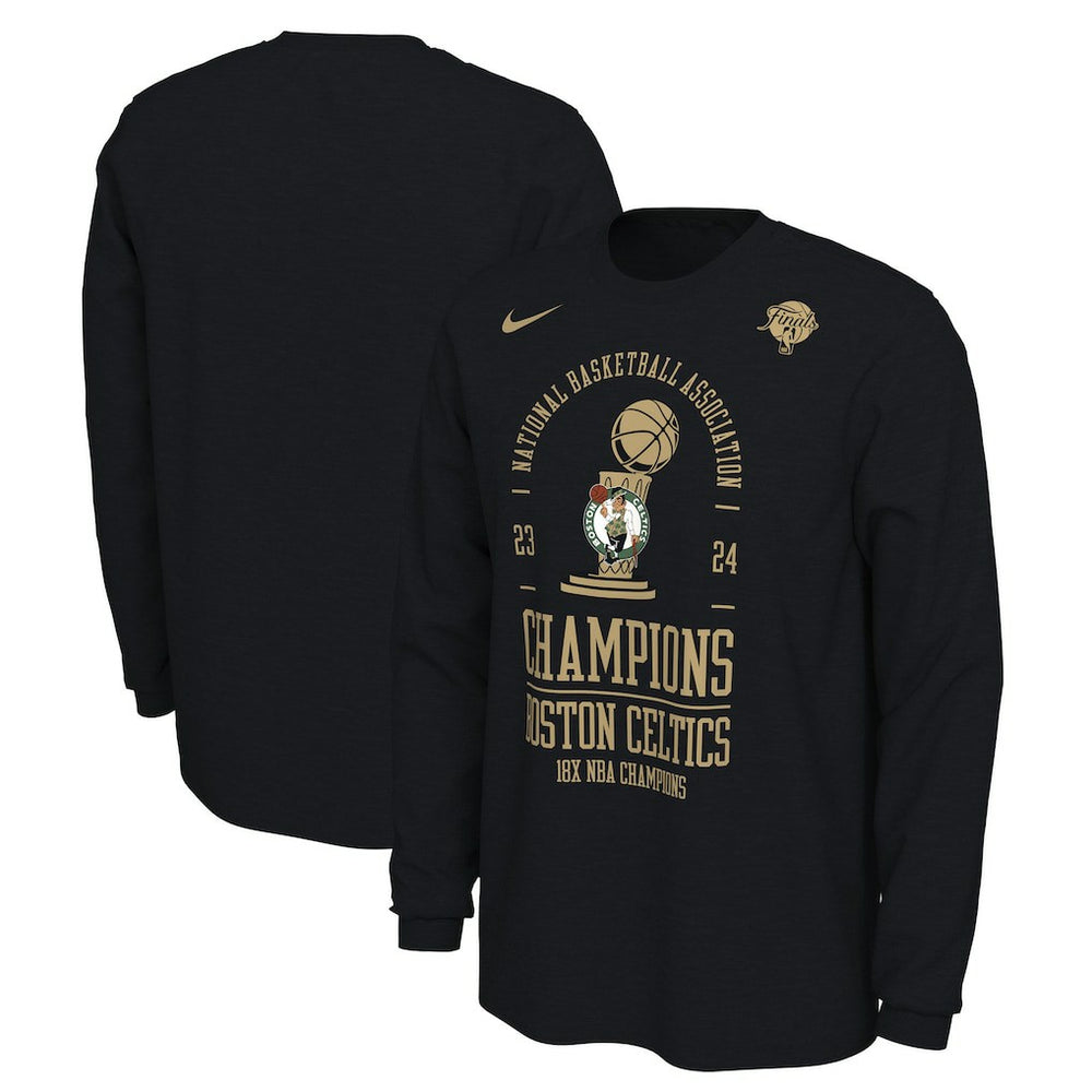 Boston Celtics 18-Time NBA Finals Champions Locker Room Long Sleeve T-Shirt Black | Nike Lifestyle