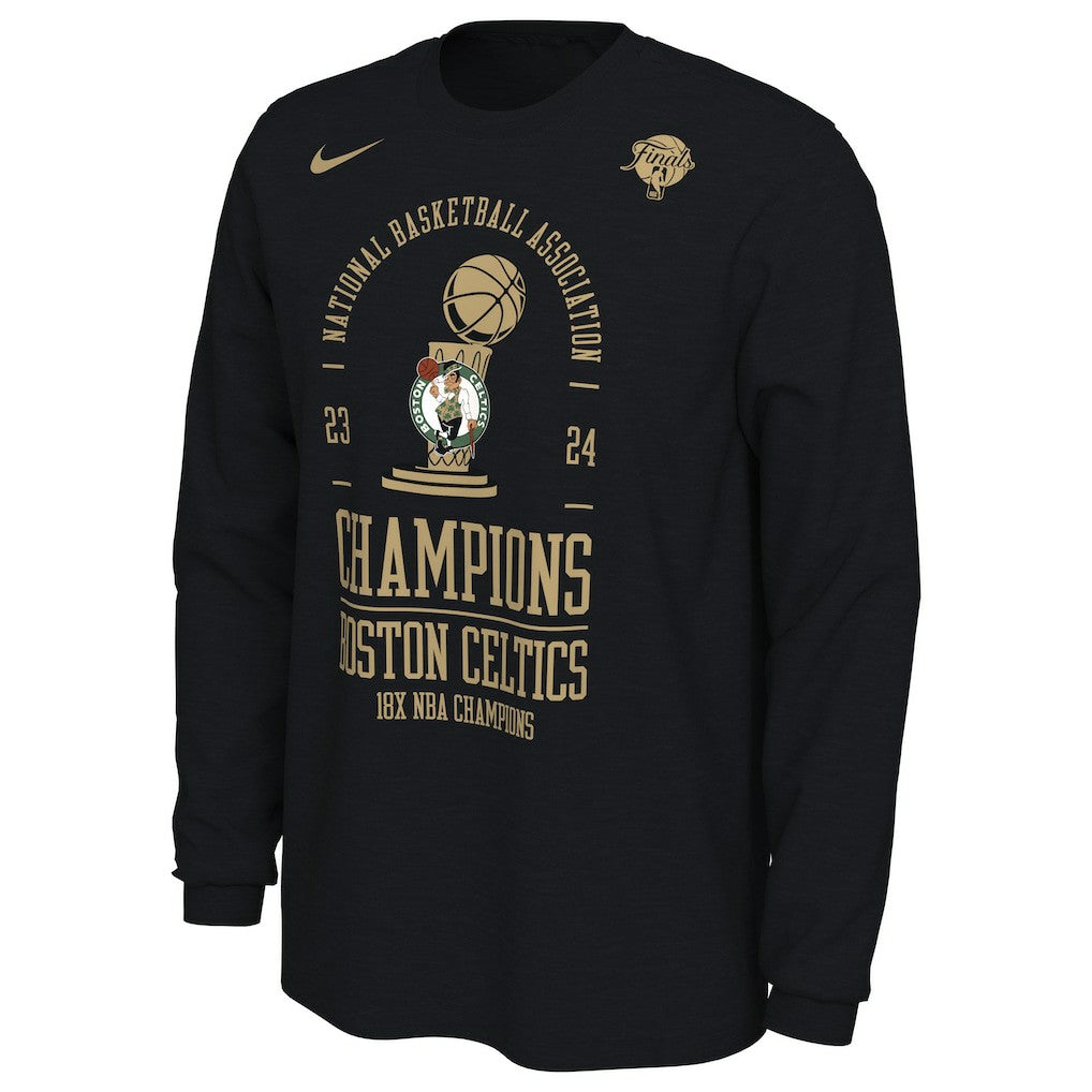 Boston Celtics 18-Time NBA Finals Champions Locker Room Long Sleeve T-Shirt Black | Nike Lifestyle