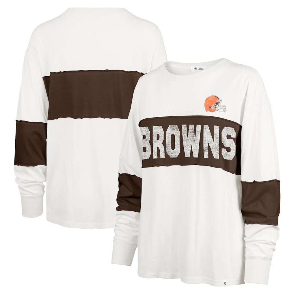 47 brand Cleveland Browns '47 Women's Clubhouse Pride Taylor Long Sleeve T-Shirt Cream