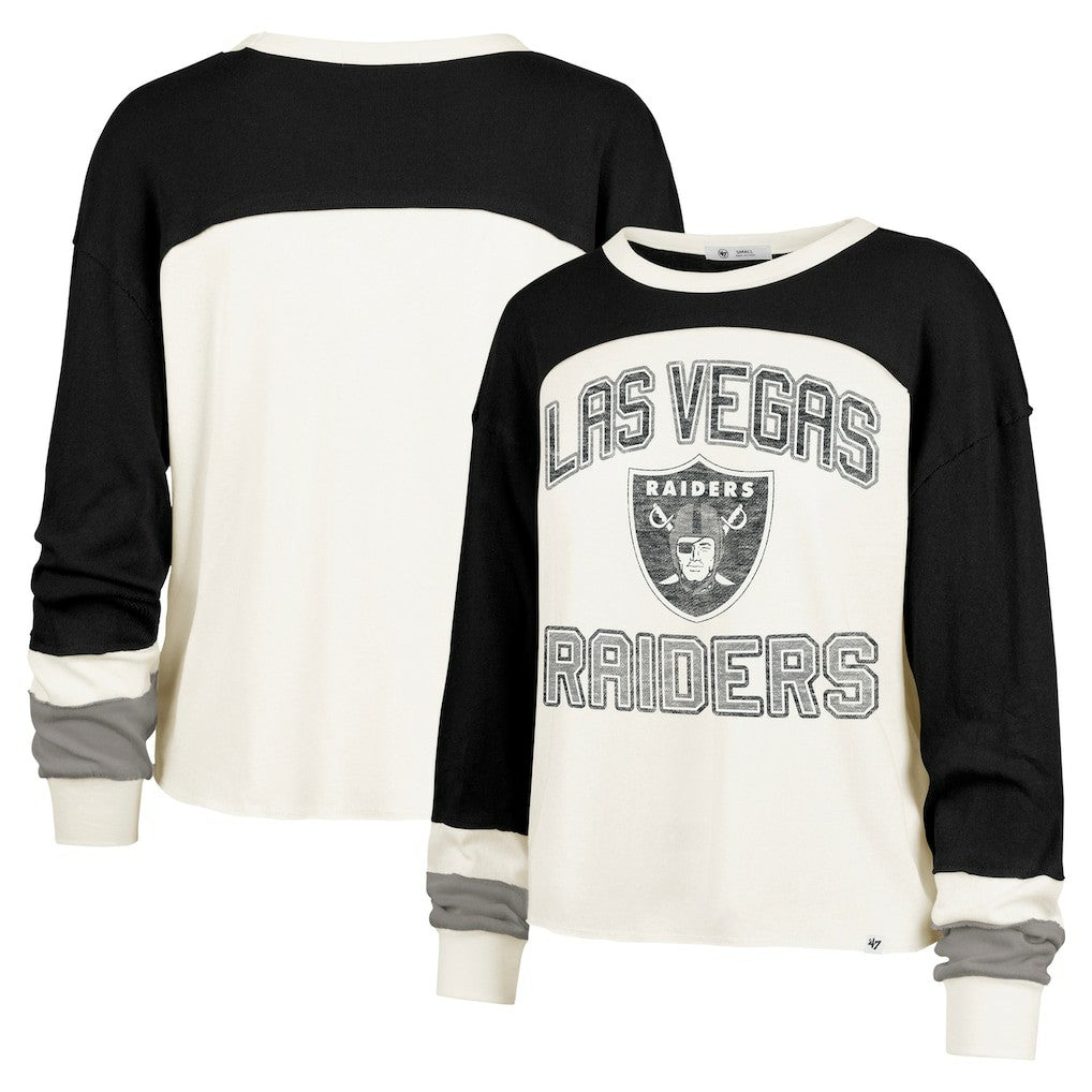 47 brand Las Vegas Raiders '47 Women's Double Header Curve Raglan Long Sleeve Crop Top Cream