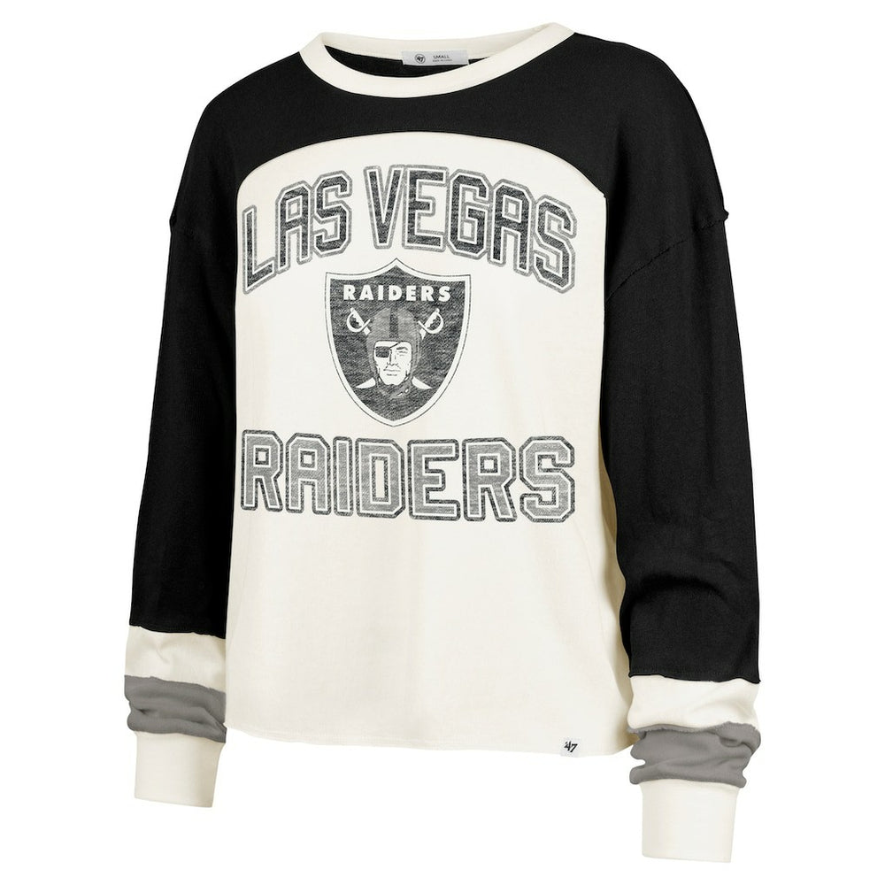 47 brand Las Vegas Raiders '47 Women's Double Header Curve Raglan Long Sleeve Crop Top Cream