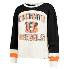 47 brand Cincinnati Bengals '47 Women's Double Header Curve Raglan Long Sleeve Crop Top Cream
