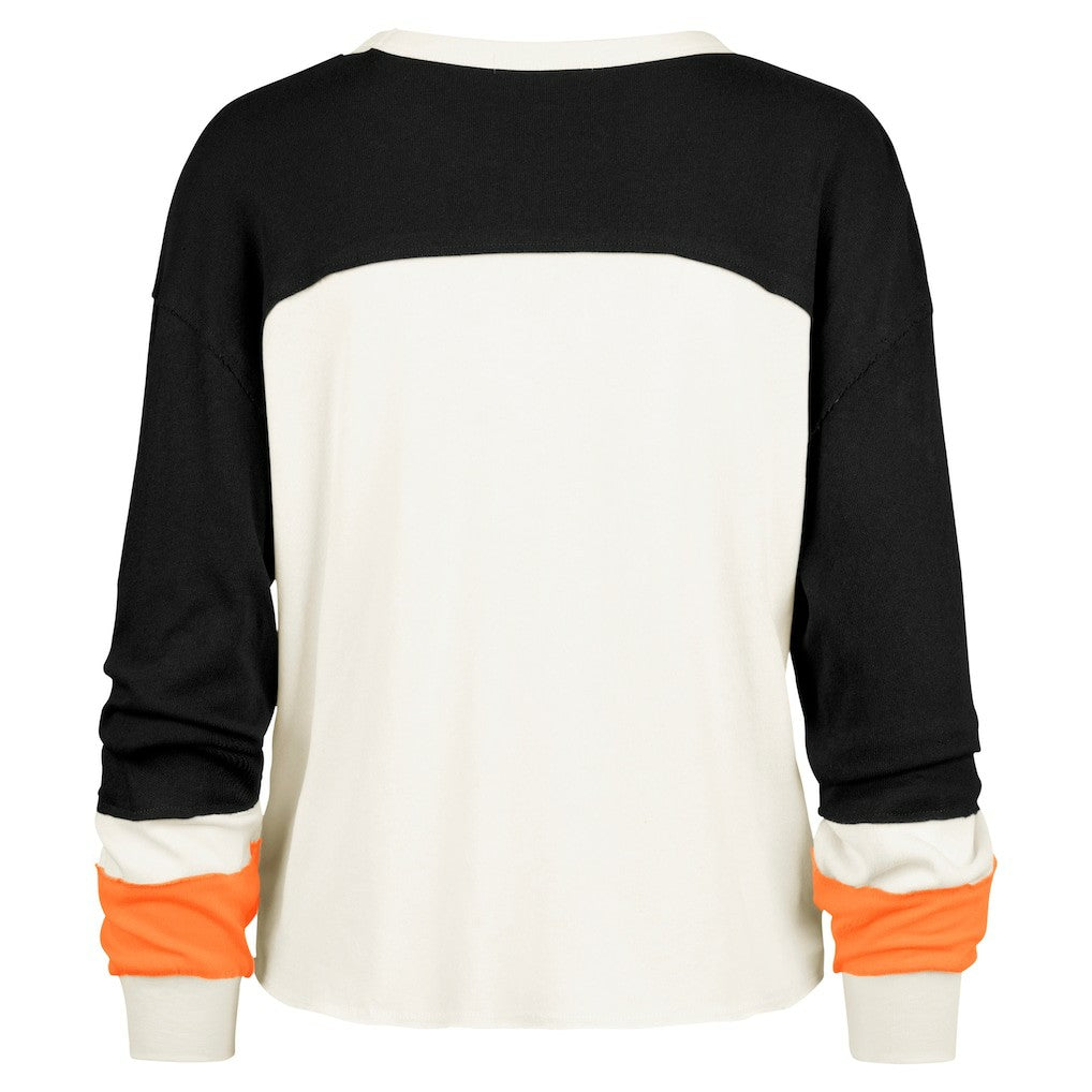 47 brand Cincinnati Bengals '47 Women's Double Header Curve Raglan Long Sleeve Crop Top Cream