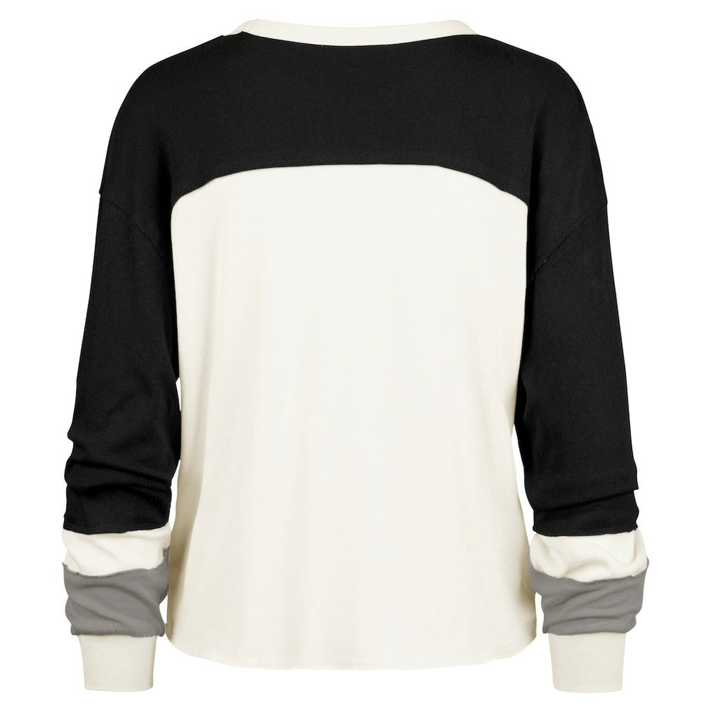 47 brand Carolina Panthers '47 Women's Double Header Curve Raglan Long Sleeve Crop Top Cream