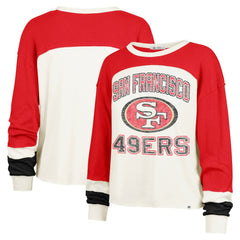 47 brand San Francisco 49ers '47 Women's Double Header Curve Raglan Long Sleeve Crop Top Cream