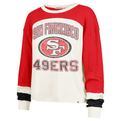 47 brand San Francisco 49ers '47 Women's Double Header Curve Raglan Long Sleeve Crop Top Cream