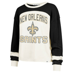 47 brand New Orleans Saints '47 Women's Double Header Curve Raglan Long Sleeve Crop Top Cream