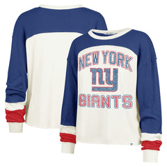 47 brand New York Giants '47 Women's Double Header Curve Raglan Long Sleeve Crop Top Cream