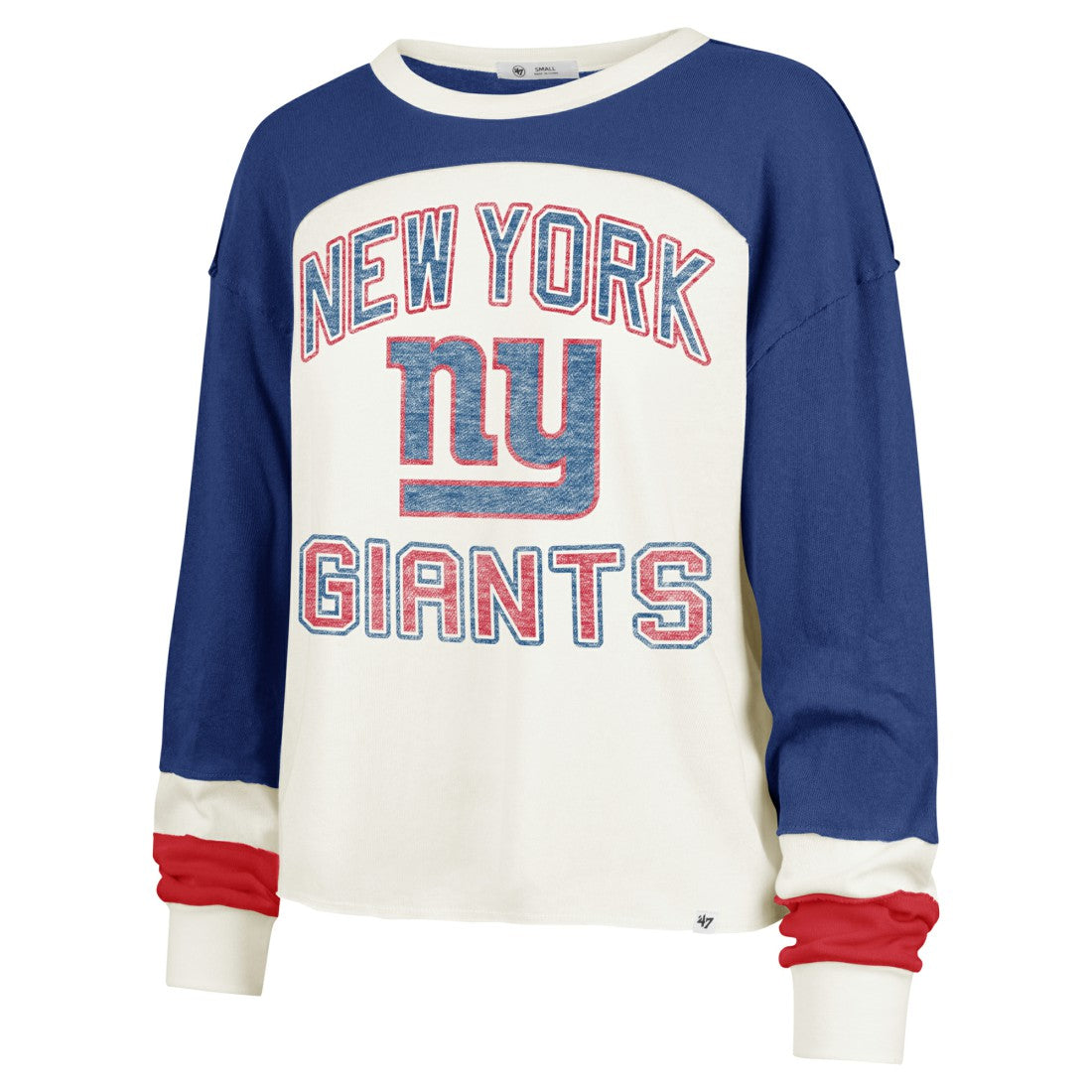 47 brand New York Giants '47 Women's Double Header Curve Raglan Long Sleeve Crop Top Cream