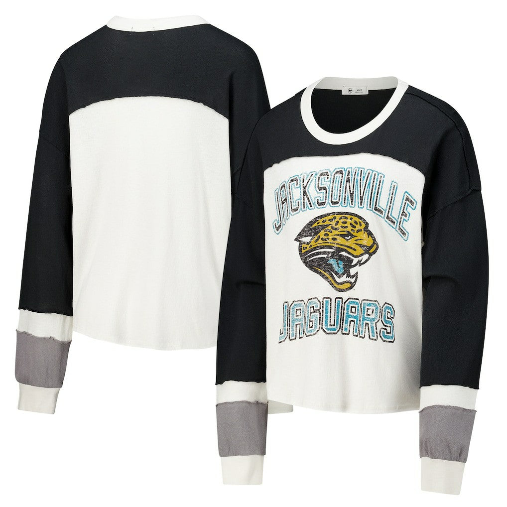 47 brand Jacksonville Jaguars '47 Women's Double Header Curve Raglan Long Sleeve Crop Top Cream