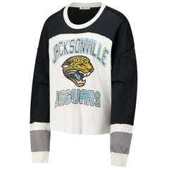 47 brand Jacksonville Jaguars '47 Women's Double Header Curve Raglan Long Sleeve Crop Top Cream