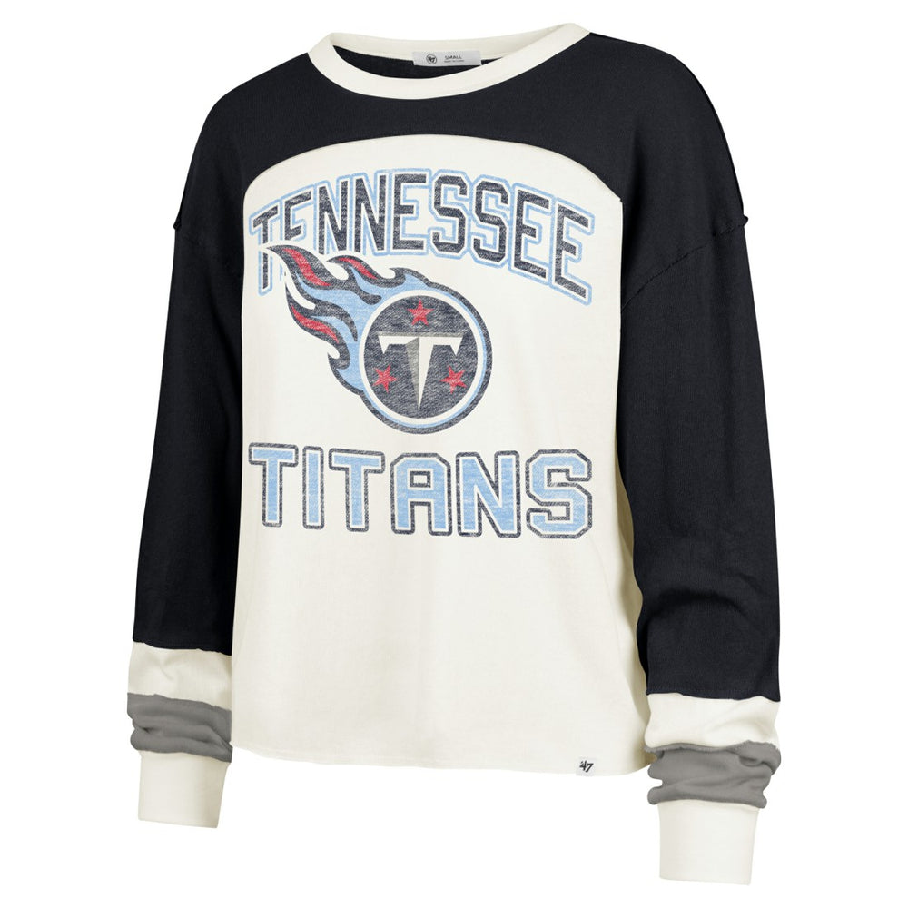 47 brand Tennessee Titans '47 Women's Double Header Curve Raglan Long Sleeve Crop Top Cream