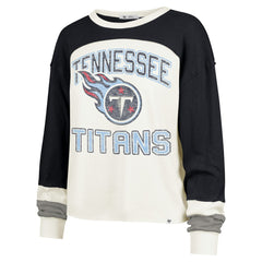 47 brand Tennessee Titans '47 Women's Double Header Curve Raglan Long Sleeve Crop Top Cream