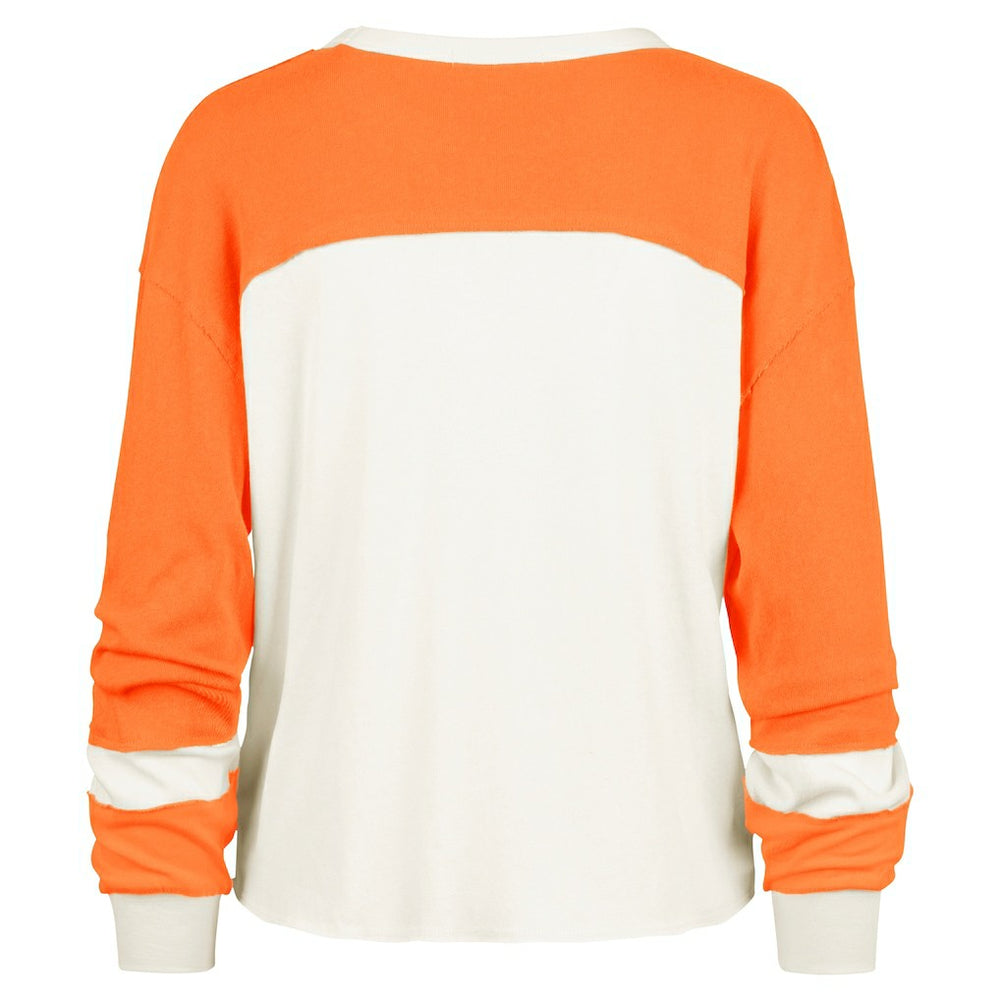 47 brand Cleveland Browns '47 Women's Double Header Curve Raglan Long Sleeve Crop Top Cream