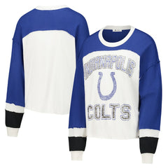 47 brand Indianapolis Colts '47 Women's Double Header Curve Raglan Long Sleeve Crop Top Cream