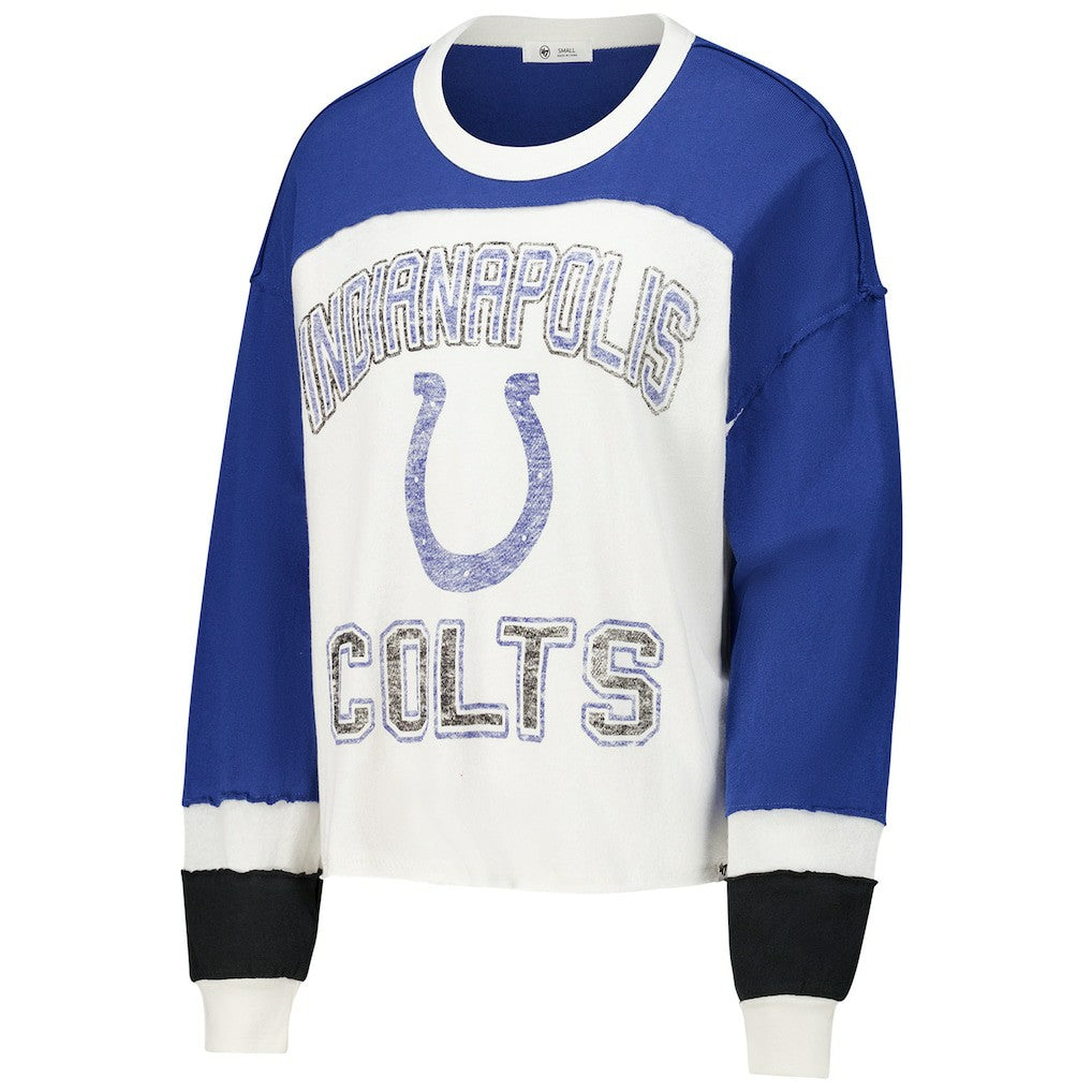 47 brand Indianapolis Colts '47 Women's Double Header Curve Raglan Long Sleeve Crop Top Cream