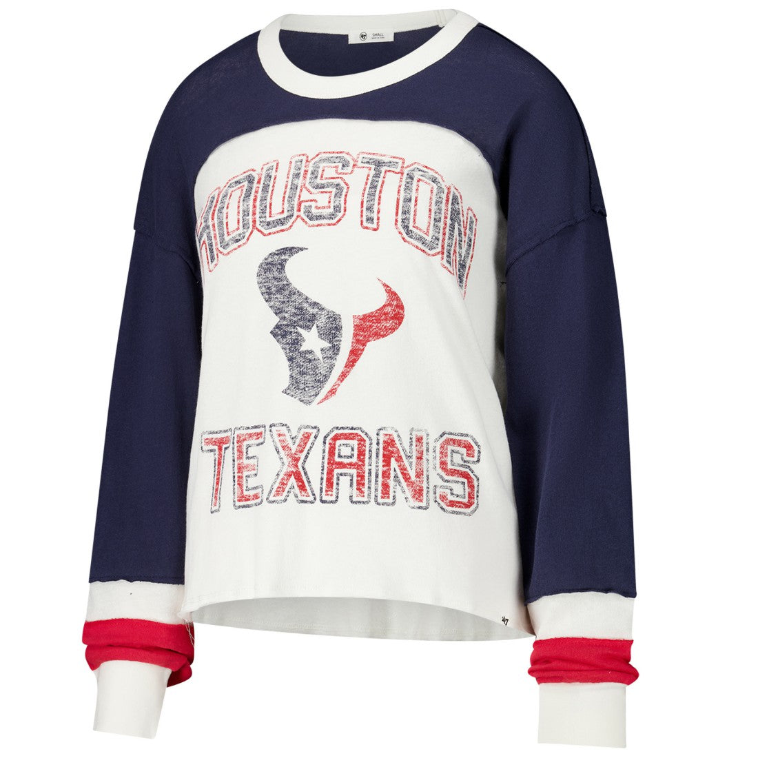 47 brand Houston Texans '47 Women's Double Header Curve Raglan Long Sleeve Crop Top Cream