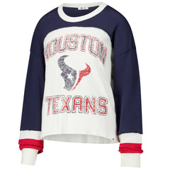 47 brand Houston Texans '47 Women's Double Header Curve Raglan Long Sleeve Crop Top Cream