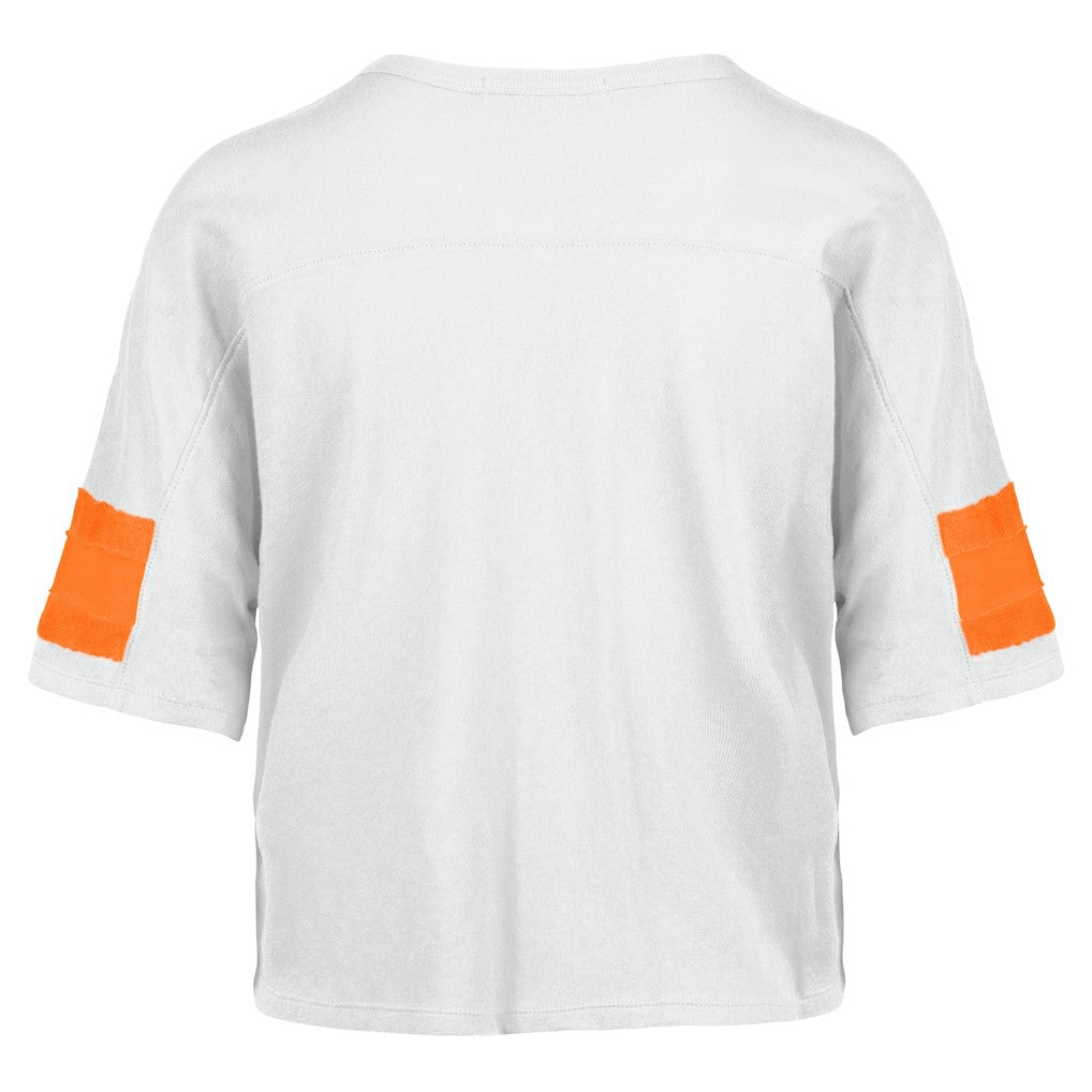 47 brand Miami Dolphins '47 Women's Double Header Scout Cropped V-Neck T-Shirt White