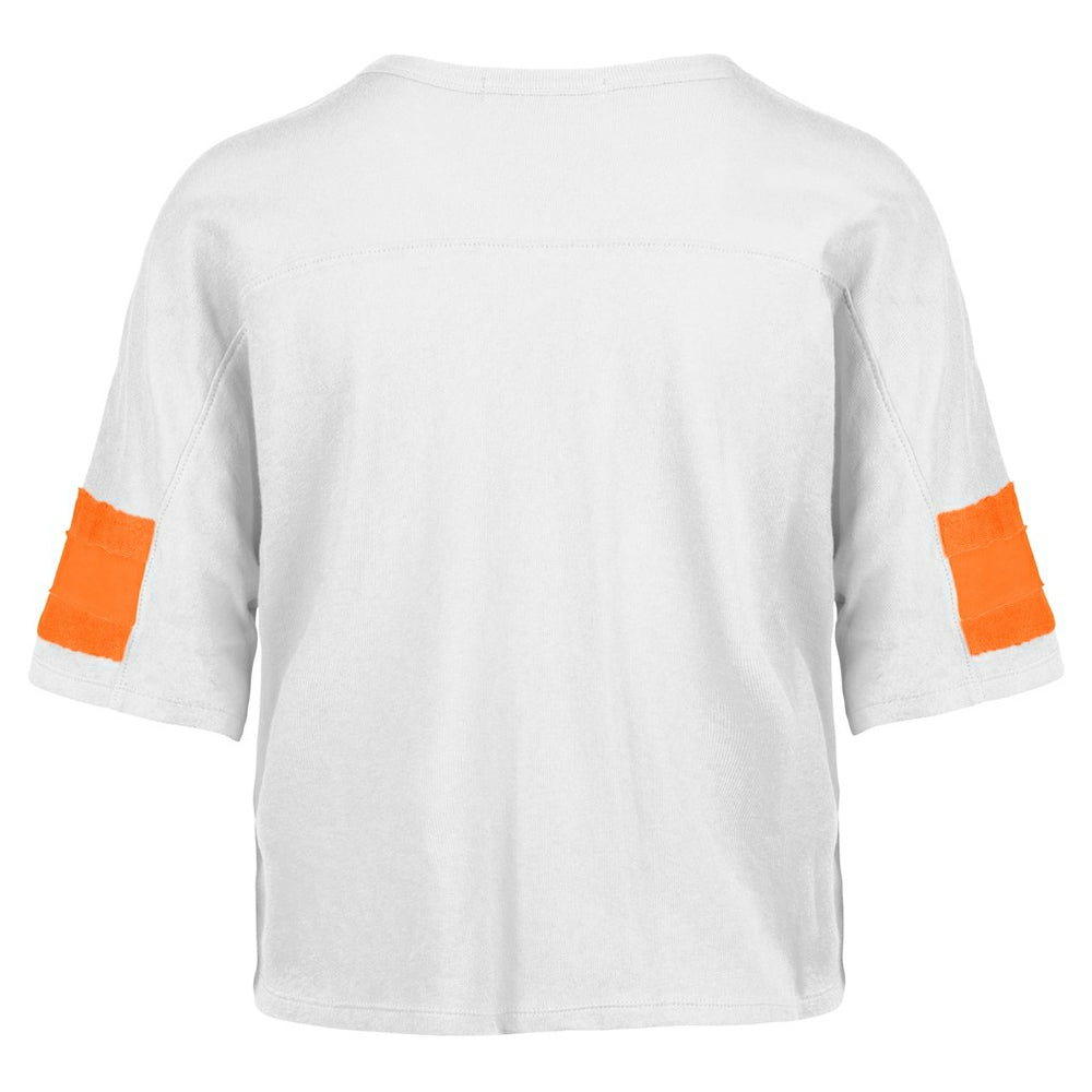 47 brand Miami Dolphins '47 Women's Double Header Scout Cropped V-Neck T-Shirt White