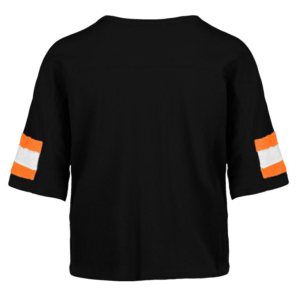 47 brand Cincinnati Bengals '47 Women's Double Header Scout Cropped V-Neck T-Shirt Black
