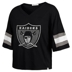 47 brand Las Vegas Raiders '47 Women's Double Header Scout Cropped V-Neck T-Shirt Black
