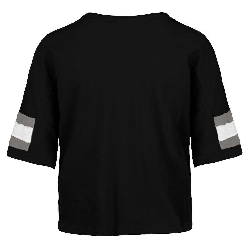 47 brand Las Vegas Raiders '47 Women's Double Header Scout Cropped V-Neck T-Shirt Black