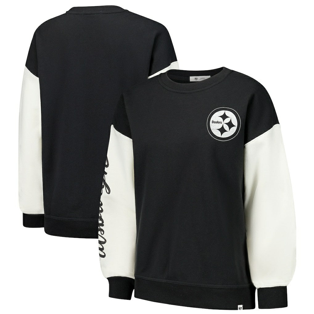 47 brand Pittsburgh Steelers '47 Women's Double Header Rise Andie Pullover Sweatshirt Black