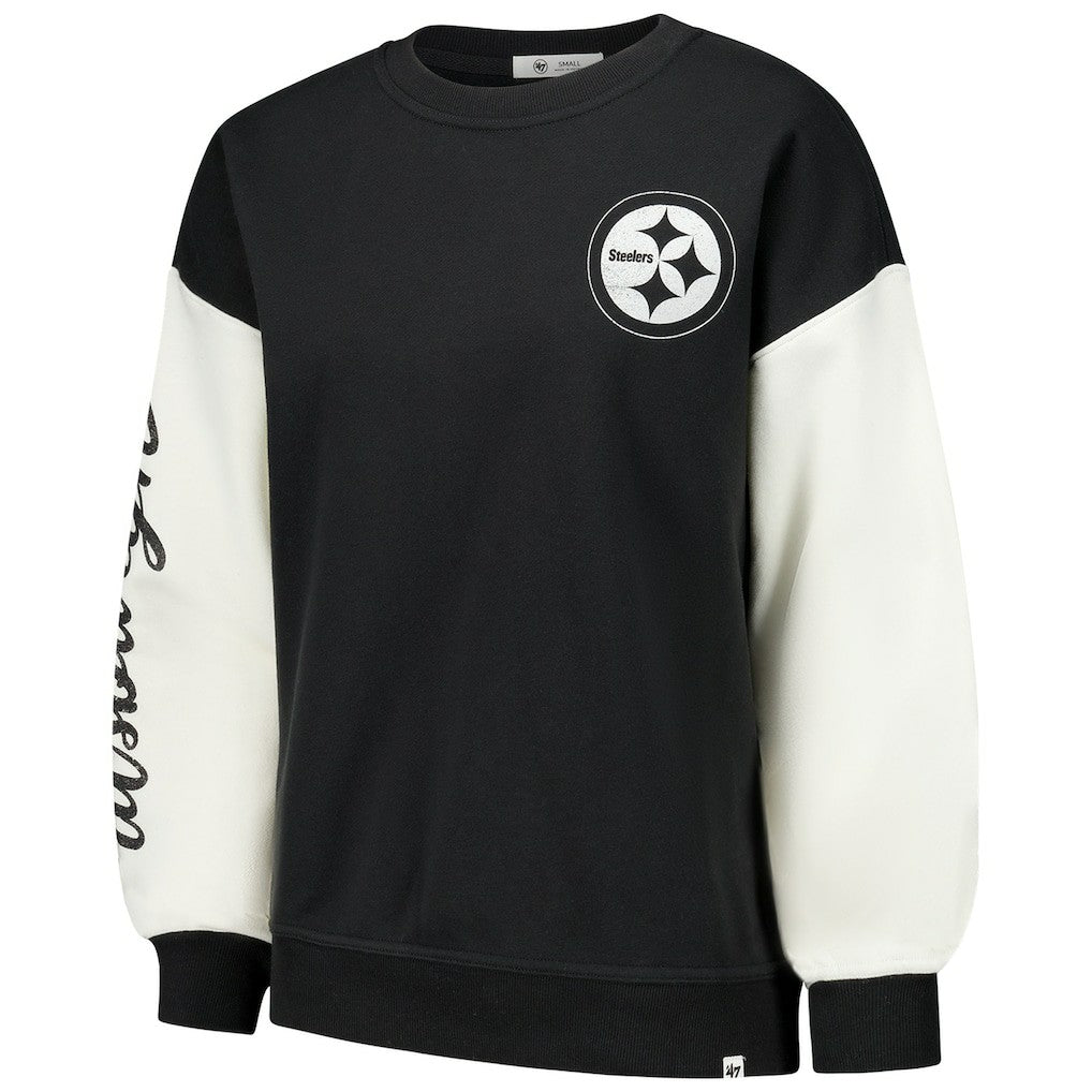 47 brand Pittsburgh Steelers '47 Women's Double Header Rise Andie Pullover Sweatshirt Black