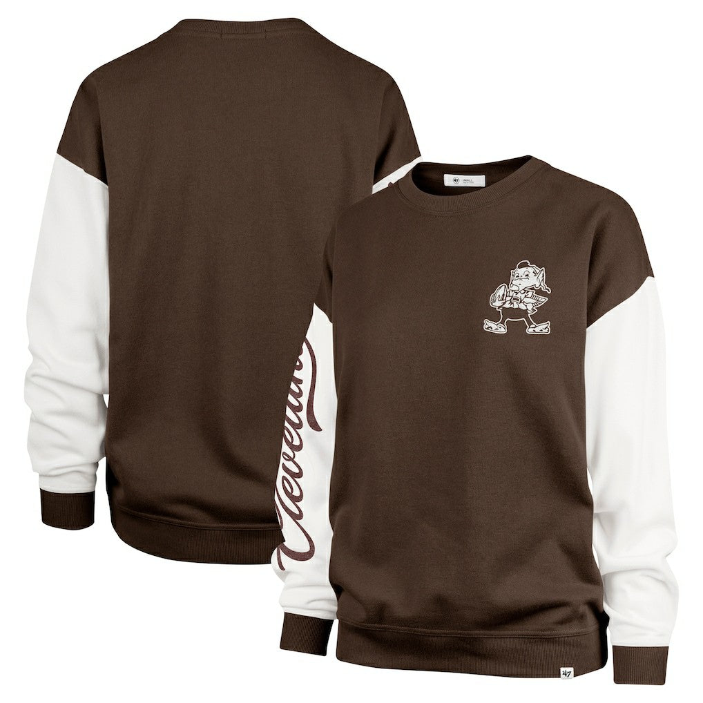 47 brand Cleveland Browns '47 Women's Double Header Rise Andie Pullover Sweatshirt Brown
