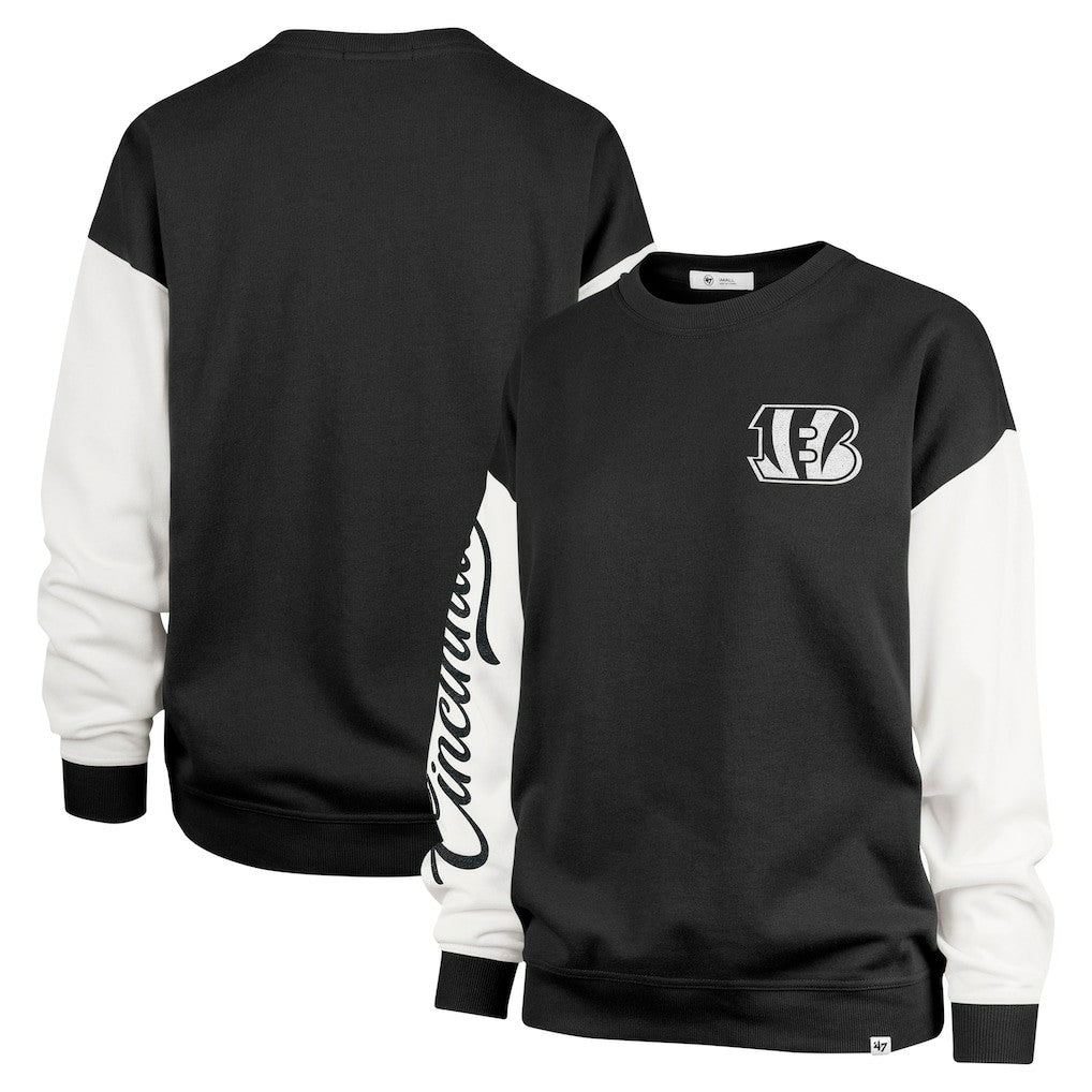 47 brand Cincinnati Bengals '47 Women's Double Header Rise Andie Pullover Sweatshirt Black