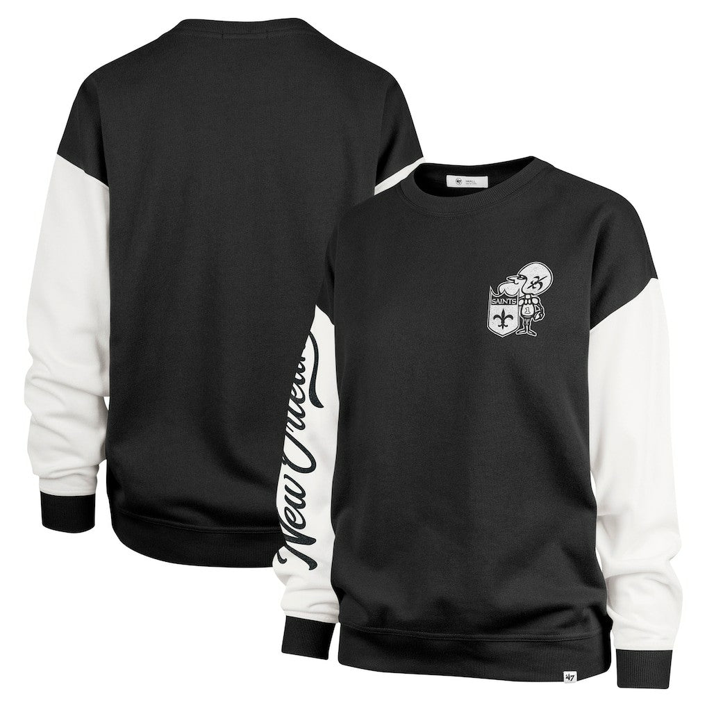 47 brand New Orleans Saints '47 Women's Double Header Rise Andie Pullover Sweatshirt Black