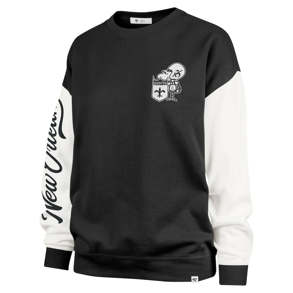 47 brand New Orleans Saints '47 Women's Double Header Rise Andie Pullover Sweatshirt Black