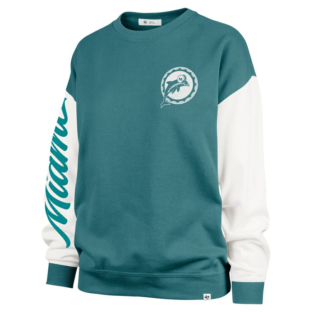 47 brand Miami Dolphins '47 Women's Double Header Rise Andie Pullover Sweatshirt Aqua