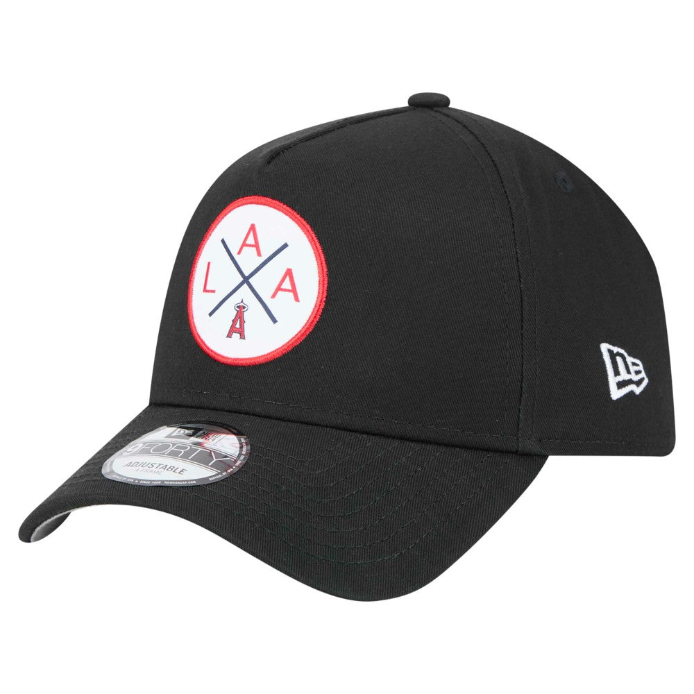 Los Angeles Angels New Era 9FORTY A-Frame Adjustable Hat - Black - New Era Discount
