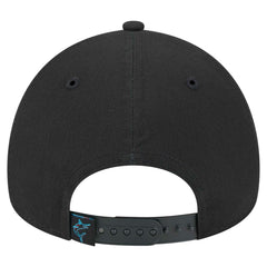 Miami Marlins New Era 9FORTY A-Frame Adjustable Hat - Black - New Era Discount