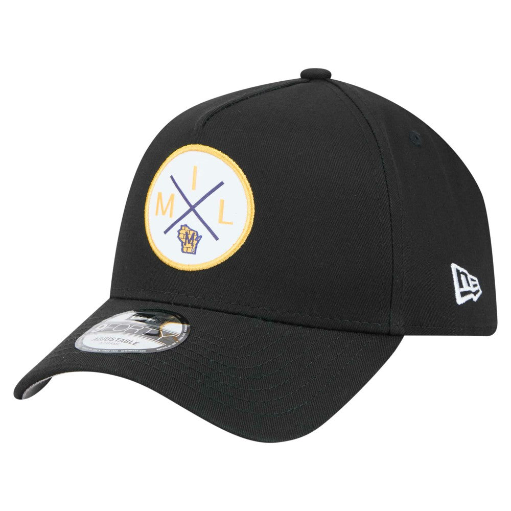 Milwaukee Brewers New Era 9FORTY A-Frame Adjustable Hat - Black - New Era Discount