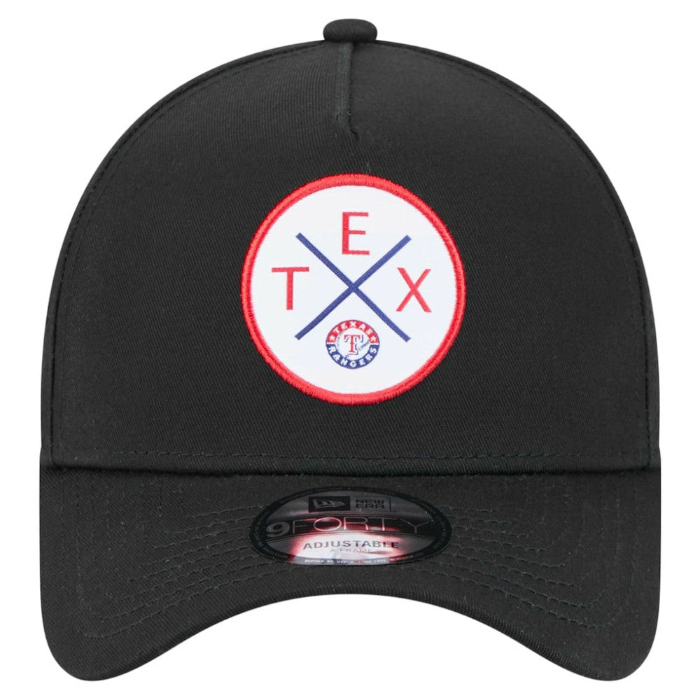 Texas Rangers New Era 9FORTY A-Frame Adjustable Hat - Black - New Era on Sale