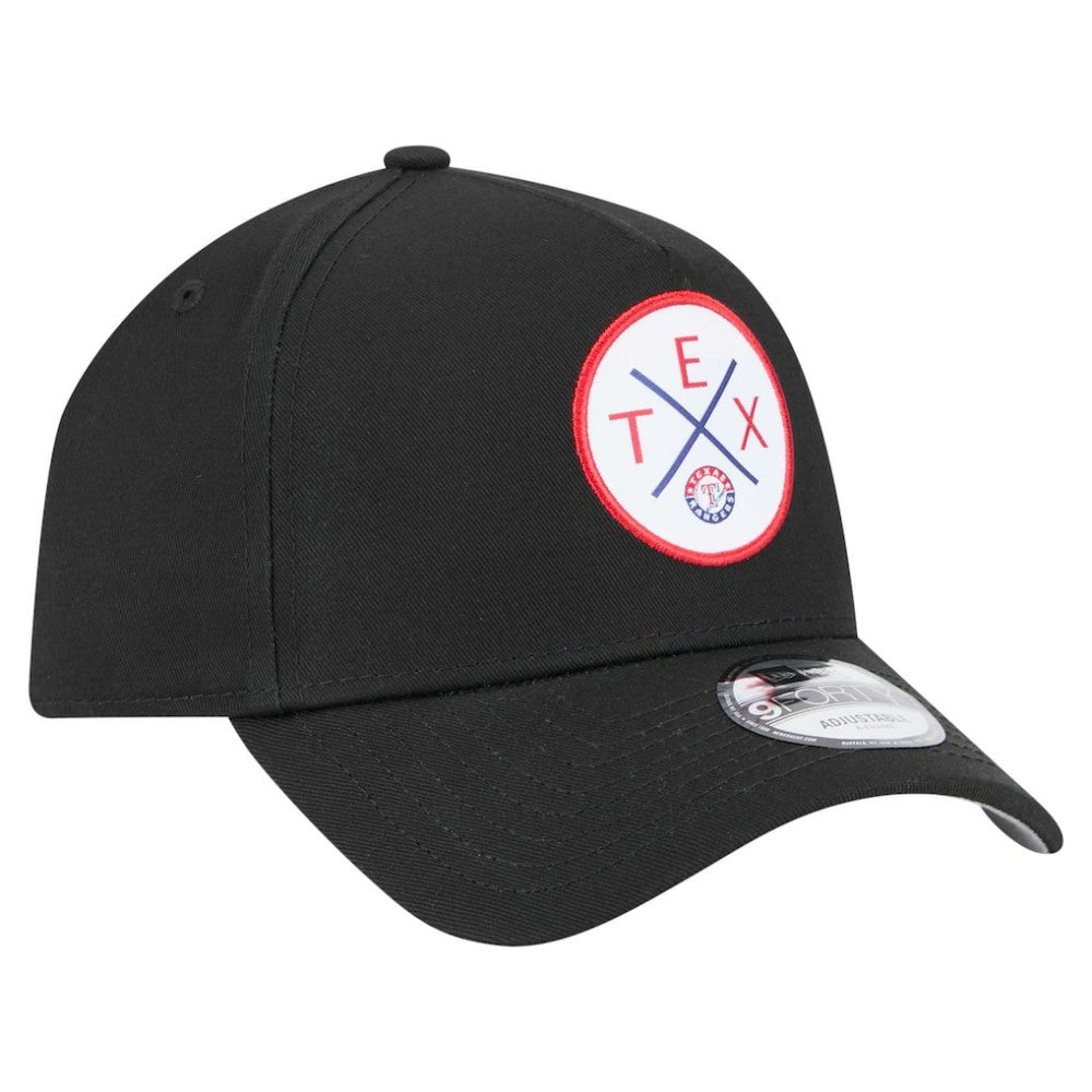 Texas Rangers New Era 9FORTY A-Frame Adjustable Hat - Black - New Era on Sale
