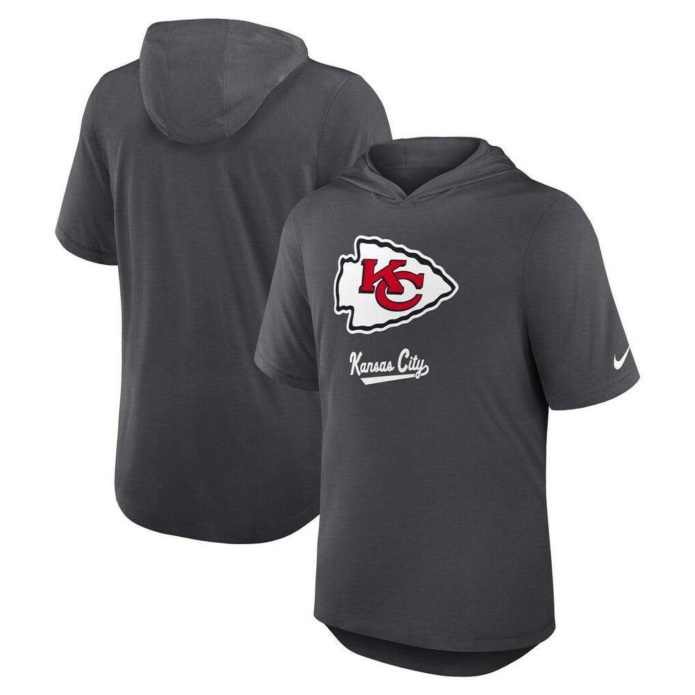 Nike Kansas City Chiefs Tri-Blend Performance Hoodie T-Shirt Anthracite