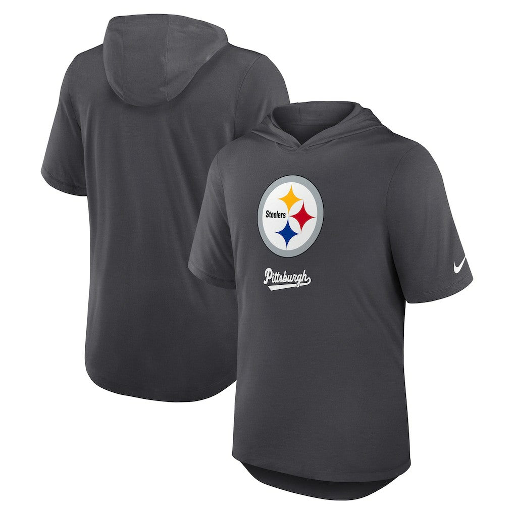 Nike Pittsburgh Steelers Tri-Blend Performance Hoodie T-Shirt Anthracite