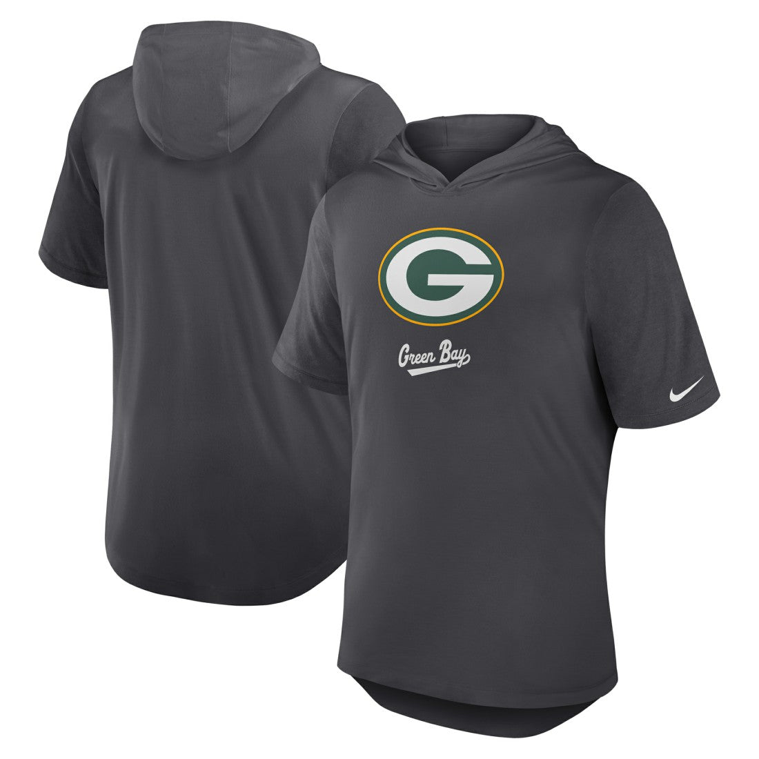 Nike Green Bay Packers Tri-Blend Performance Hoodie T-Shirt Anthracite