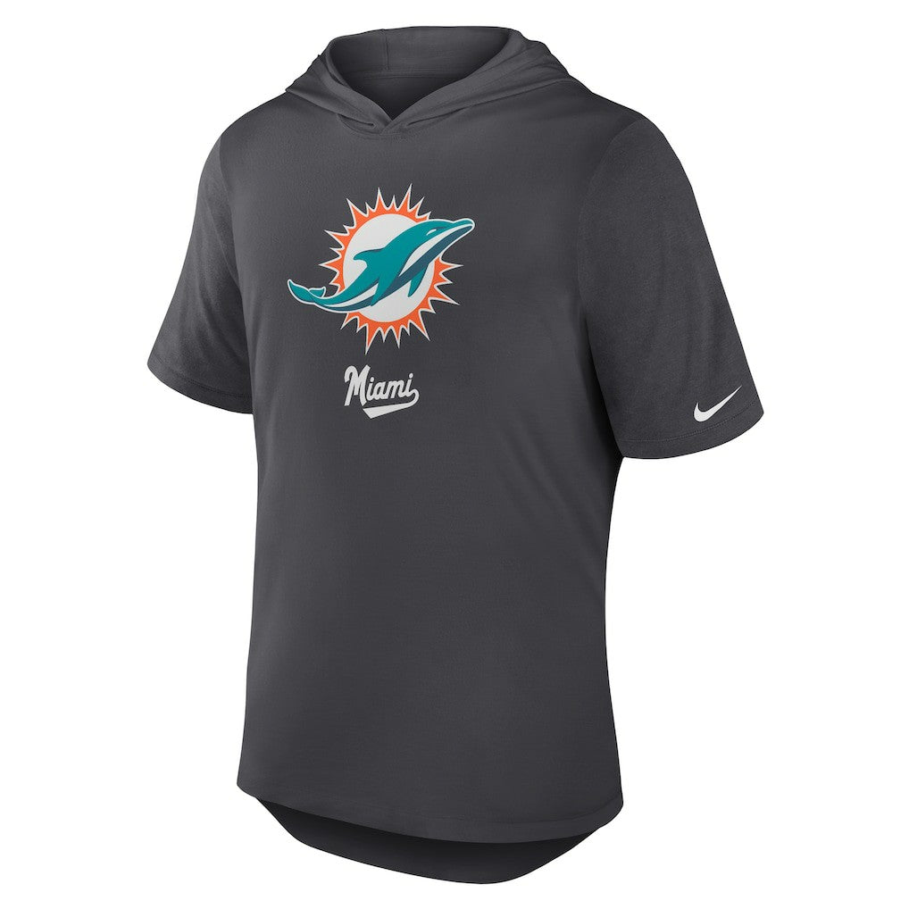 Nike Miami Dolphins Tri-Blend Performance Hoodie T-Shirt Anthracite