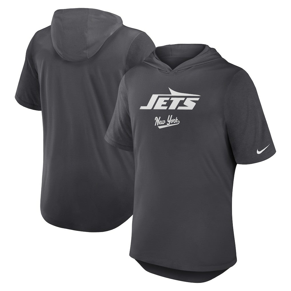 Nike New York Jets Tri-Blend Performance Hoodie T-Shirt Anthracite